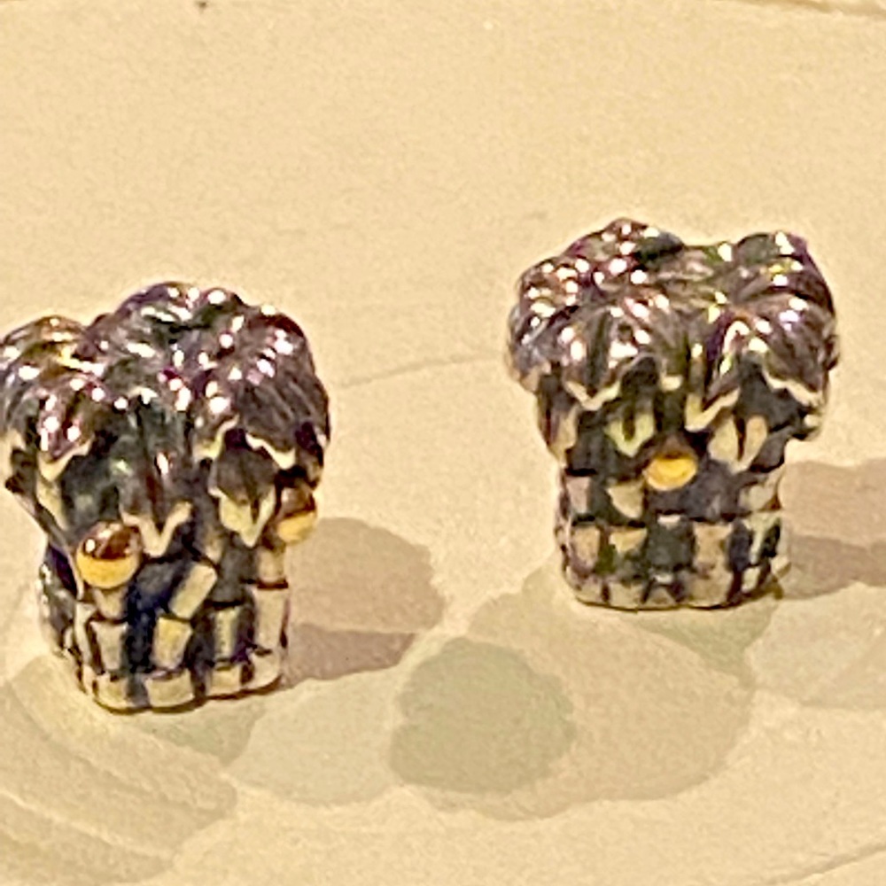 Pandora retired set of Palm Tree two- tone 14k